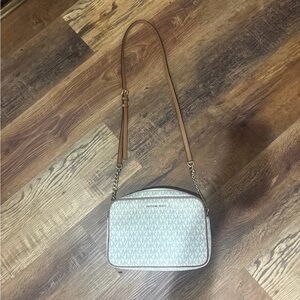 Michael Kors Cream and Tan Crossbody Bag